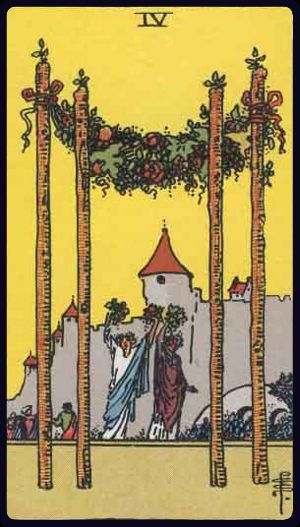 Ý nghĩa lá bài Bốn Gậy (Four of Wands) trong Tarot