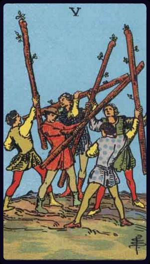 Ý nghĩa lá bài Năm Gậy (Five of Wands) trong Tarot