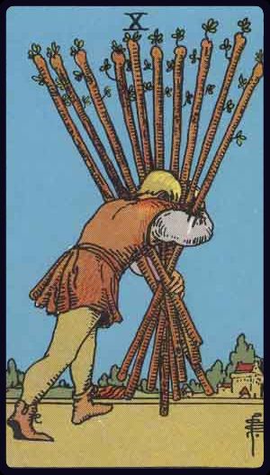 Ý nghĩa lá bài Mười Gậy (Ten of Wands) trong Tarot