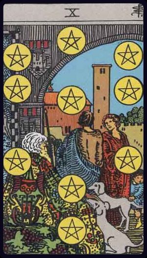 Ý nghĩa lá bài Mười Tiền (Ten of Pentacles) trong Tarot